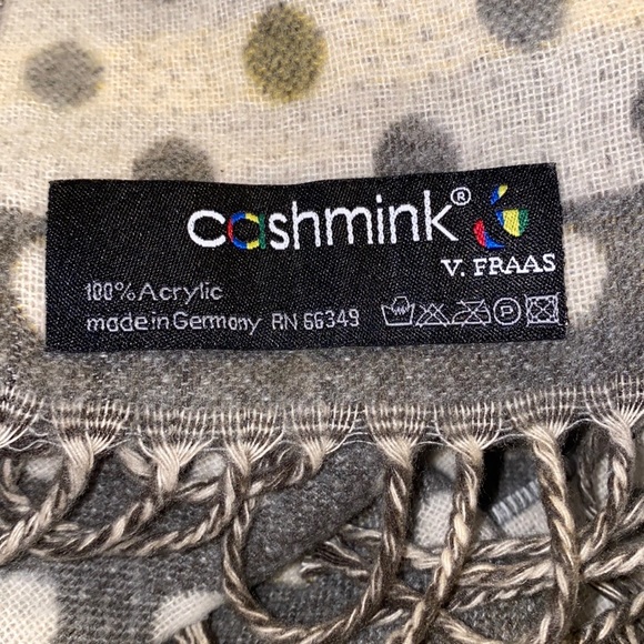 V. Fraas Cashmink Women’s Polka Dot Fringe Scarf Shawl One Size-PreOwned - Picture 8 of 8